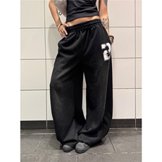 美式潮牌蓝色阔腿休闲裤男女hiphop渐变街舞弯刀卫裤宽松运动长裤，男装休闲裤，星座813-3