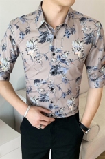 312A-191-P552025新款韩版修身帅气花衬衫英伦时尚男士衬衣B，男装衬衫，星座312A-5