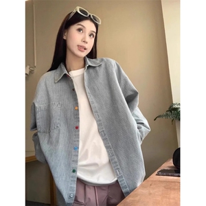 TC626-P45韩系彩色纽扣条纹衬衫女长袖衬衣外套,女装衬衫,星座617A-2