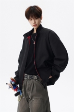 美式复古棒球服外套男春秋季潮牌拉链立领夹克宽松上衣服JK005，男装夹克，电商B312