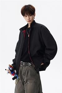 美式复古棒球服外套男春秋季潮牌拉链立领夹克宽松上衣服JK005图片