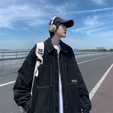 XZ213-JK21-P75控88港风大码日系cityboy高级感翻领工装衬衫夹克，男装夹克，星座213