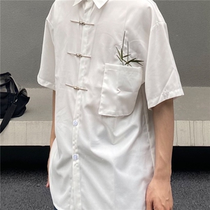新中式男装风竹子刺绣短袖衬衫-CSA695-P47图片