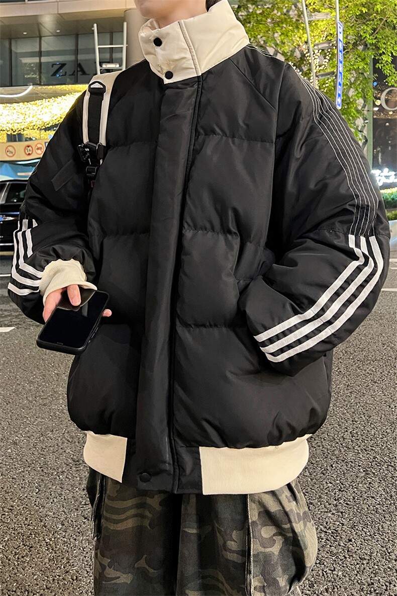 8XL-M三道杠韩系拼接立领加厚棉服三条杠棉衣面包服外套MY1706P98,男装棉衣,电商D206-1