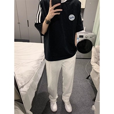 夏季美式高街重磅纯棉三条杠织带撞色男女短袖T恤ZD624-特P30，男装T恤，电商A486-1