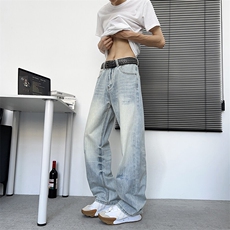 美式vibe风牛仔裤简约直筒高街垂直感微弹百搭长裤子男N728-P53，男装牛仔裤，星座308B-1