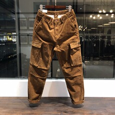 自带腔调常青藤灯芯绒工装长裤纯棉多口袋直筒休闲裤男MKX322P48，男装工装外套，星座1013-5