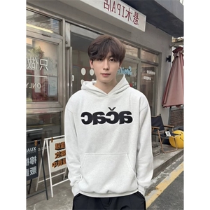 CX220-P49 潮牌复古简约贴布印花连帽卫衣男情侣宽松美式高街图片