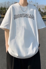 240G重磅美式印花纯棉大码宽松休闲短袖T恤FSDX008P25控39，男装T恤，电商B219B
