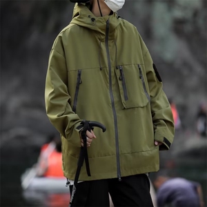 山系工装防晒冲锋衣外套男2024秋季潮牌连帽夹克户外运动宽松衣服图片