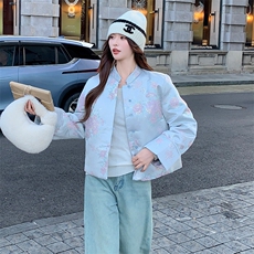 现货！（90新标带检）新中式提花料立体花羽绒服女气质保暖外套，女装羽绒服，浙宝189