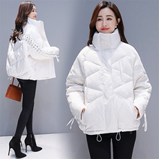 短款系带棉衣/棉服2020年冬季保暖舒适立领，女装棉衣/棉服，笃写