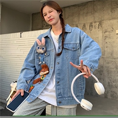 A140-P902025秋款新款学院风玩偶绣花个性化牛仔外套，男装工装外套，星座911
