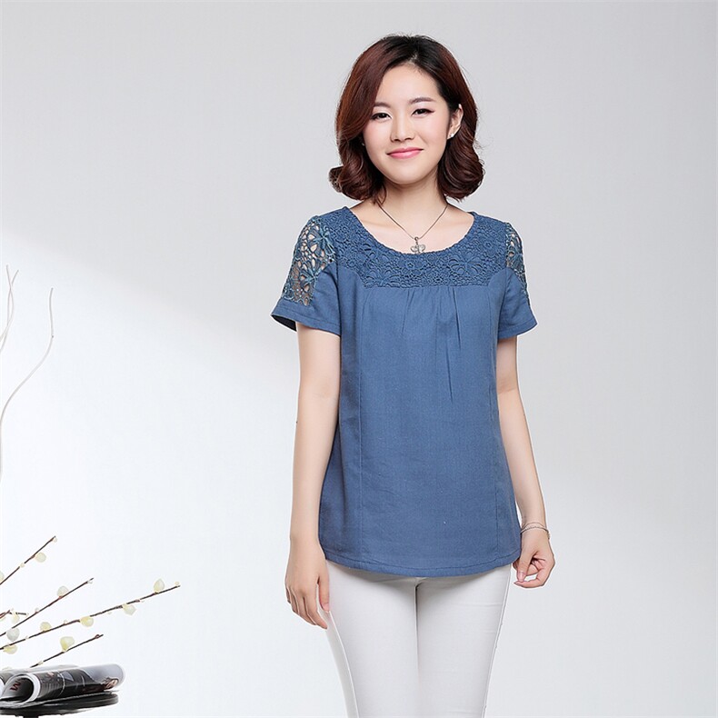 优雅蕾丝拼接雪纺衫显瘦百搭短袖上衣时尚气质女装，女装蕾丝衫/雪纺衫，丽影随形
