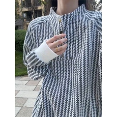鱼骨纹美式亨利领卫衣男款重磅长袖内搭打底衫25XW99661特P30，男装T恤，电商A042