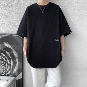 8XL-M 特大码短袖重磅T恤男美式复古竹节棉五分袖上衣DX326P45图片