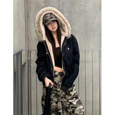 复古座山雕加绒棉服外套男女冬季毛领连帽短款情侣棉衣JHT266，男装棉衣，星座1116A（原606A-3）