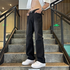 牛仔裤男款春季高街宽松百搭直筒裤复古简约微裤子N880，男装牛仔裤，星座1116A-1（原606A）