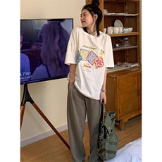 H0645-P35贴布刺绣学院风宽松甜美可爱短袖T恤上衣，女装T恤，星座617A-2