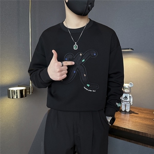 重工刺绣潮流卫衣男社会小伙店主风301C-WY17P68控98 加绒P78图片
