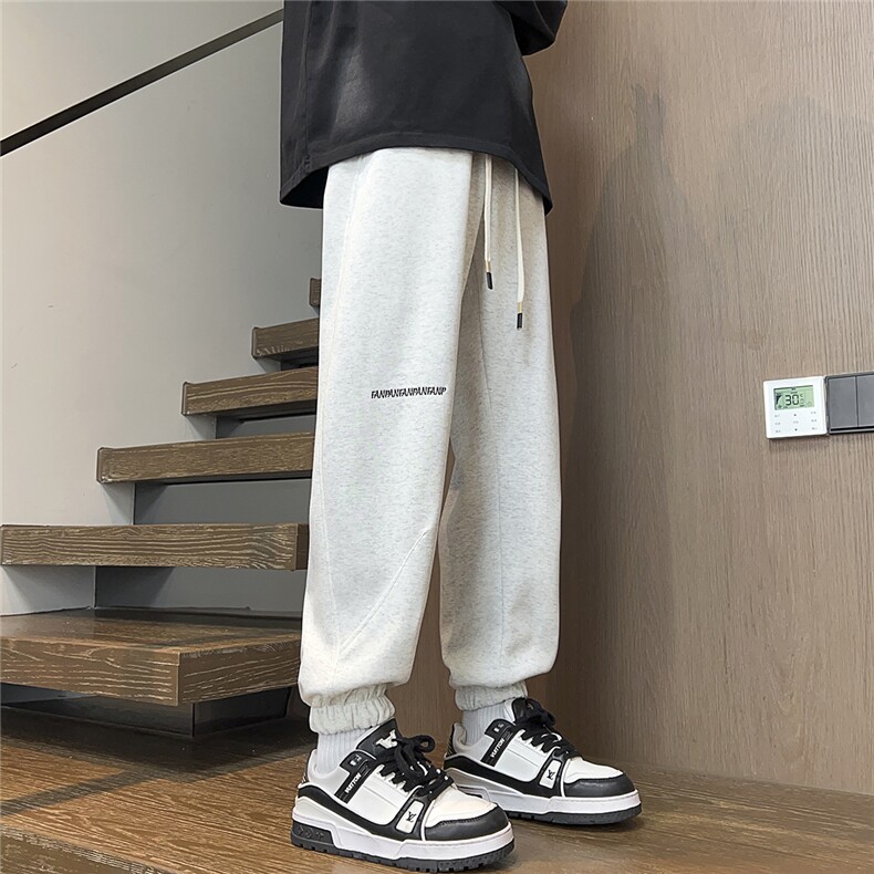 2025秋冬装华棉刺绣休闲裤宽松卫裤潮男K8766/特P35花灰色,男装休闲裤,电商A094