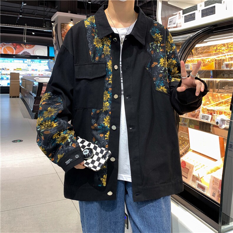 夹克男春秋季潮拼接印花宽松情侣外套港风休闲上衣W2004-P56,男装夹克,星座512-2