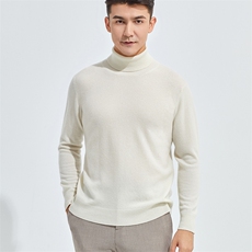 时尚男士羊绒高领毛衣经典黑色长袖针织衫舒适保暖简约百搭，男装羊绒套衫，牧群羊绒