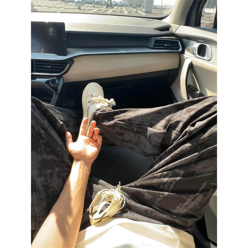 夏季扎染冰丝速干休闲裤宽松直筒高级坠垂感裤子CK2525*P35控78,男装休闲裤,星座511-1