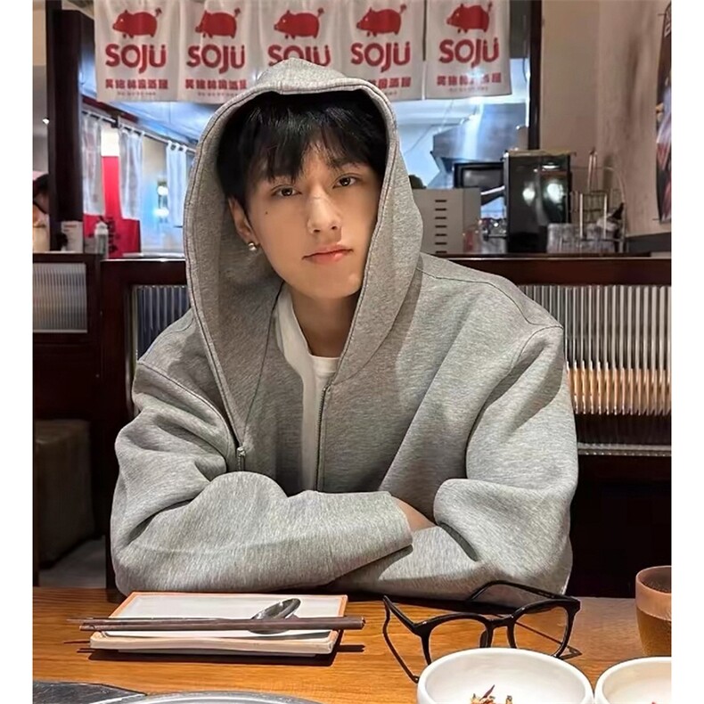 抖音得物高品质二开350克秋冬双头双拉链卫衣开衫外套W74，男装卫衣，电商A486