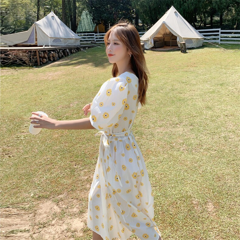 【大货已出】2021夏季新款清新小雏菊连衣裙255-2051-P85控138,女装连衣裙,浙宝288（原255）