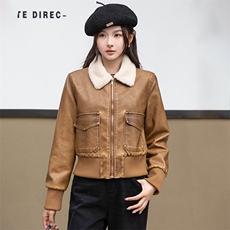 加绒皮衣女2024秋冬新款小个子加厚短款洋气机车服皮夹克棉衣外套，女装皮衣，跑量工厂店