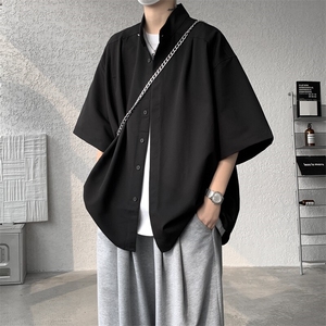 8XL-M中山领新中式短袖衬衫大码痞帅休闲半袖垂感衬衣DC5002/P50图片