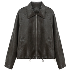 2025秋装新款简约时尚气质型短款皮衣外套，女装风衣，阿丹