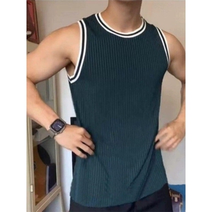 条纹肌理感撸铁训练球服坎肩无袖跑步健身衣速干背心BX18 P25特图片