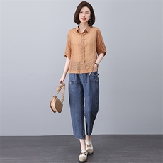 时尚休闲女装套装夏季宽松显瘦牛仔裤两件套，女装套装/套裙，悦见她