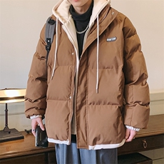 冬季宽松/假两件连帽休闲外套潮加厚棉衣XZ102B-1M6628-P110，男装棉衣，星座102B-1