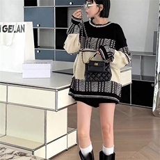 2025年秋季常规款单件长袖通勤慵懒提花毛衣，女装针织衫/毛衣，珍珑羊绒