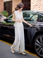 时尚套装女2025夏新款高级感气质轻熟风洋气马甲休闲阔腿裤两件套，女装套装/套裙，难舍钰依