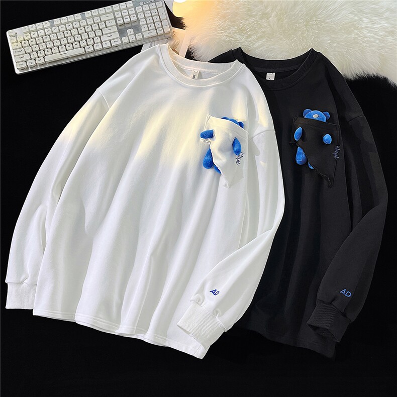 1港风中性风平铺小熊卫衣大码LX5-M情侣潮卫衣男WY8745P60控88，男装卫衣，星座226-2