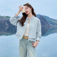 2026新款长袖薄款花边蕾丝洋气减龄休闲短款外套女，女装短外套，沁沁公主