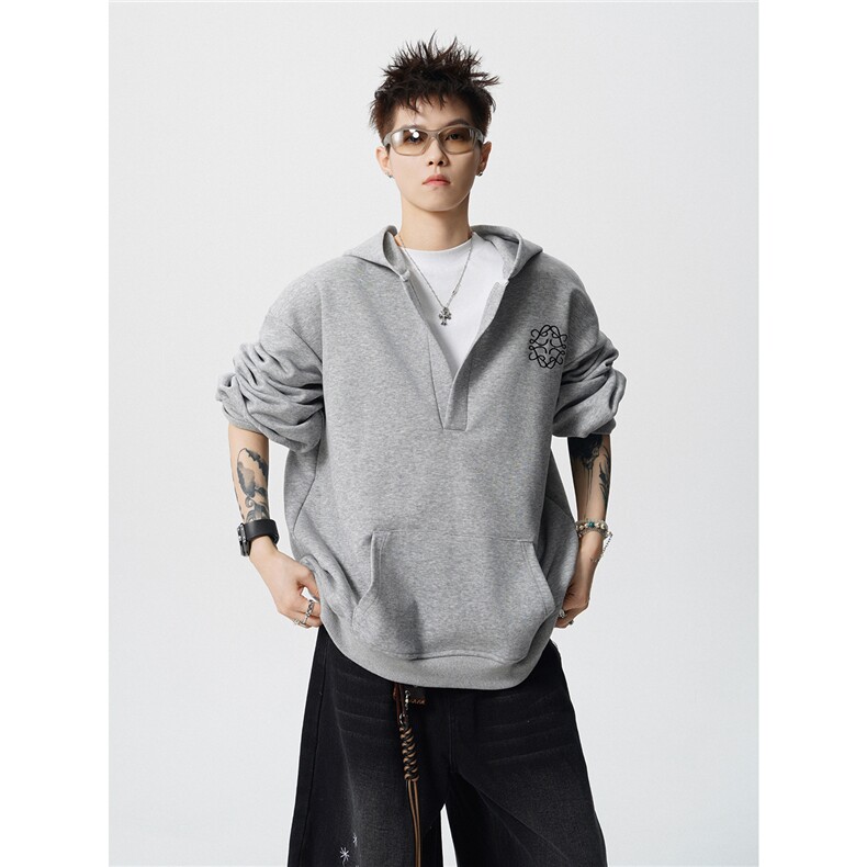 WY5535-P55特控98M-5XL高品质华棉刺绣连帽卫衣,男装卫衣,电商D232
