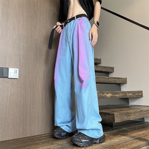渐变色牛仔裤男士韩版潮流高街阔腿2024夏季新款is长裤RK1871-P55