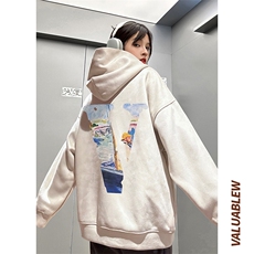 麂皮绒连帽卫衣重磅400克油画v印花JL7116-P45控78（抖音不可售），男装卫衣，星座508（原C305）