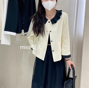2022 韩撞色翻领小香风短款外套,其它,Miss 梨儿