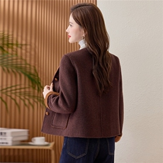 纯色双面毛呢外套小个子短款女2025秋冬季新款洋气百搭羊毛大衣，女装毛呢外套，众宇琦