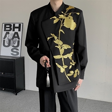 明星同款新中式重工刺绣立领西服男士刺绣中山装西装结婚登记外套，男装西服套装，星座909