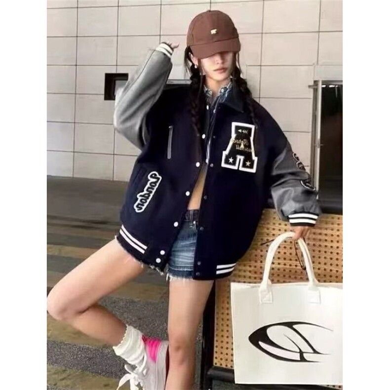 高街学院风黑色藏青色棒球服外套春秋小众情侣夹克上衣JM213,男装夹克,星座1116A（原606A-3）