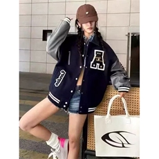 高街学院风黑色藏青色棒球服外套春秋小众情侣夹克上衣JM213，男装夹克，星座1116A（原606A-3）