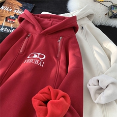 主推大宽松高街拉链连帽卫衣常规款B386-DB22批65-控98，男装卫衣，电商B386