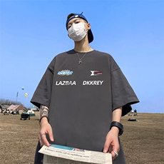 抖音得物二开现货220克夏装重磅美式高街宽松短袖t恤MT256，男装T恤，电商A486-1